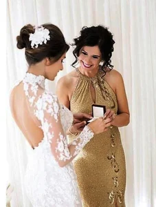 champagne illusion lace gown